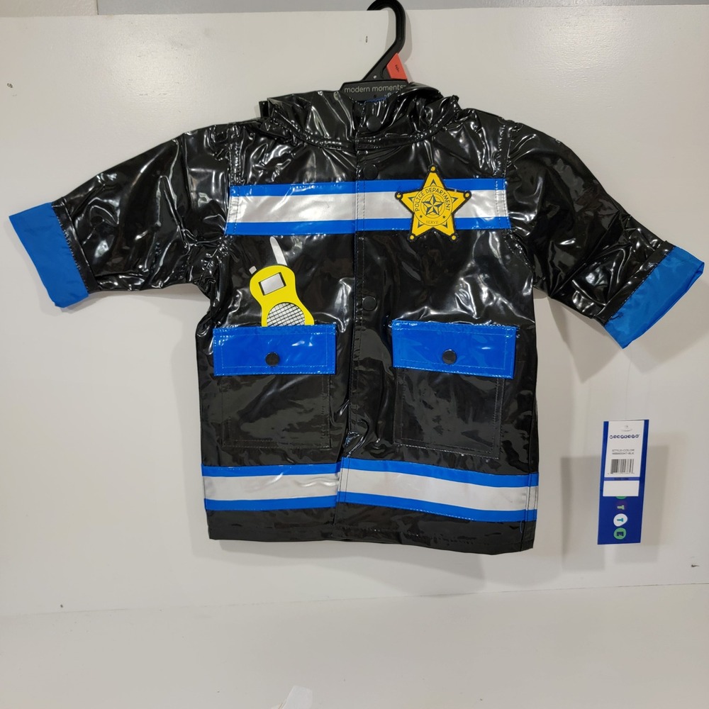 Wippette Kids Jr Policeman Rain Jacket Black Blue Toddler 18M WB665047-BLK NWT
